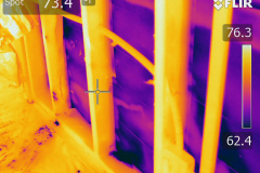 Infrared image of water in wall - leaking