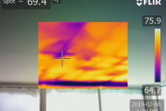 Water intrusion visible on ceiling