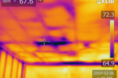 Water intrusion visible on ceiling