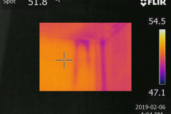 Water intrusion visible on wall