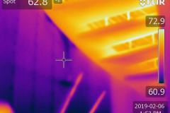 Water intrusion visible on wall